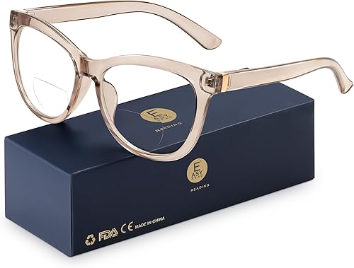 EASY READ Lentes de lectura bifocales para mujer, con bloqueo de luz azul, elegantes anteojos antirreflejos para mujer (aumento 1.50, marrón)