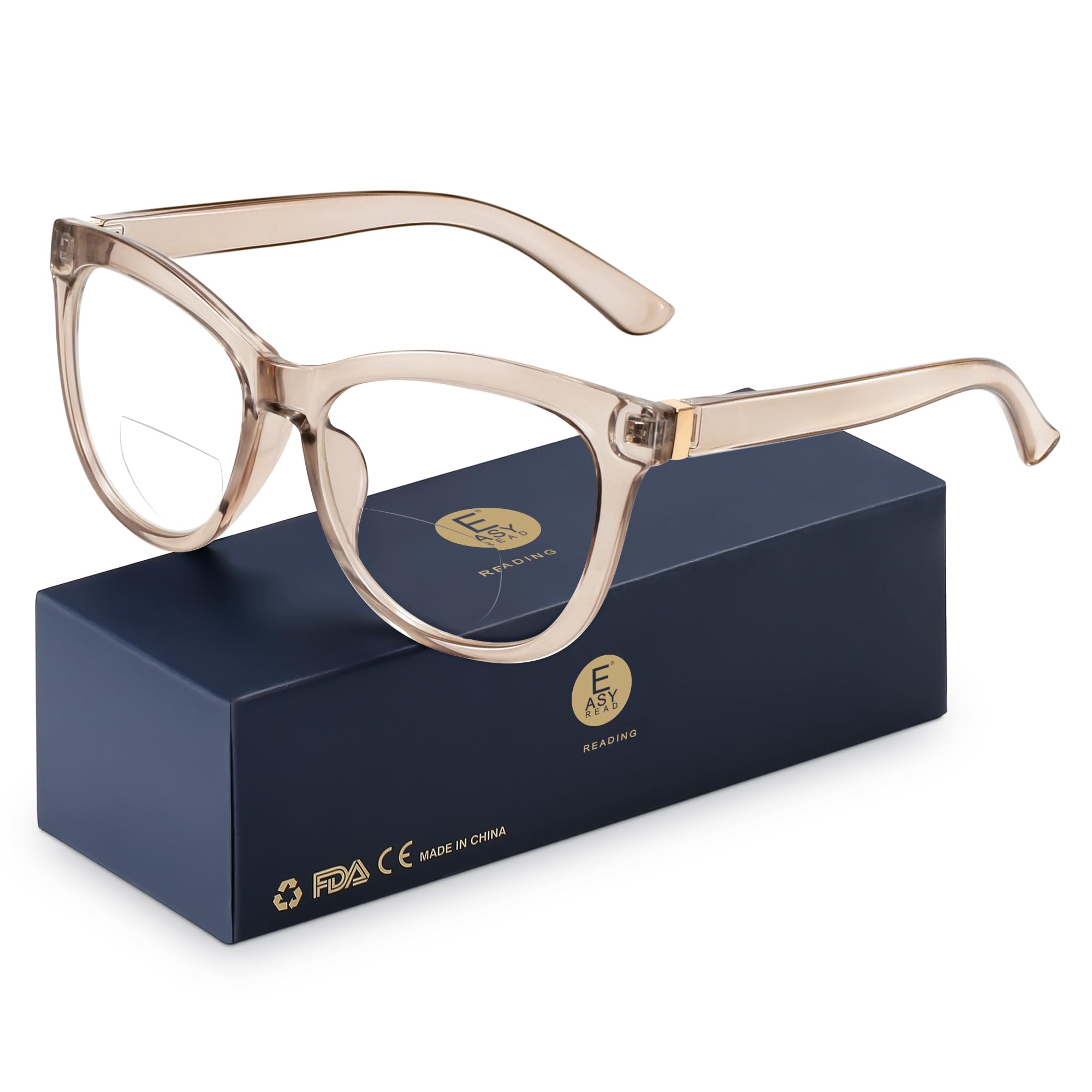 Bifocal Reading Glasses for Women,Blue Light Blocking Computer Readers,Stylish Anti Glare Women Eyeglasses(Magnification 1.75, Brown)