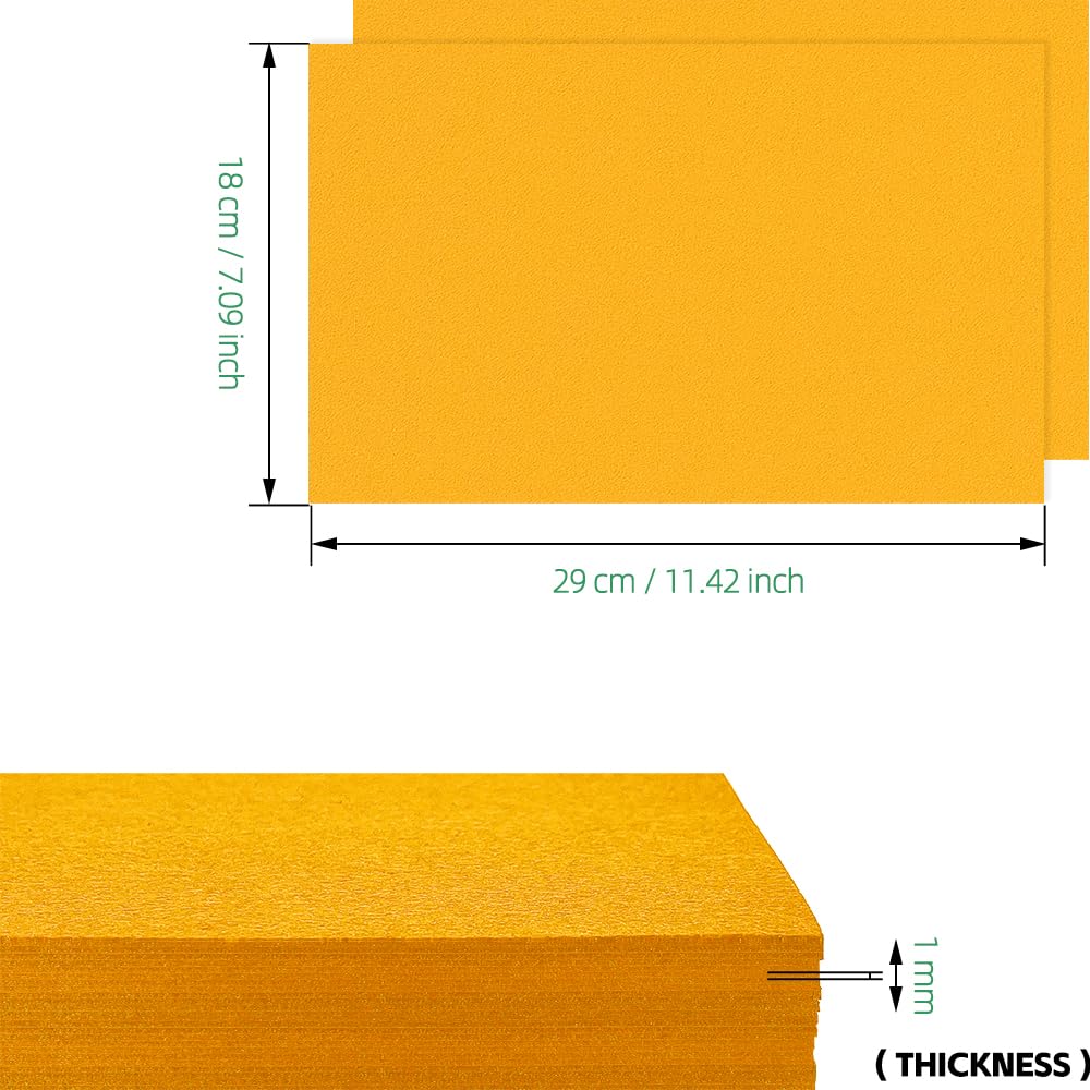 HXJDAM 16 pcs Felt Sheets, 29 cm x 18 cm Yellow Felt Fabric, Non-Woven Fabric for DIY Sewing Crafts, and School Projects (7.2" X 11.6") - Image 2