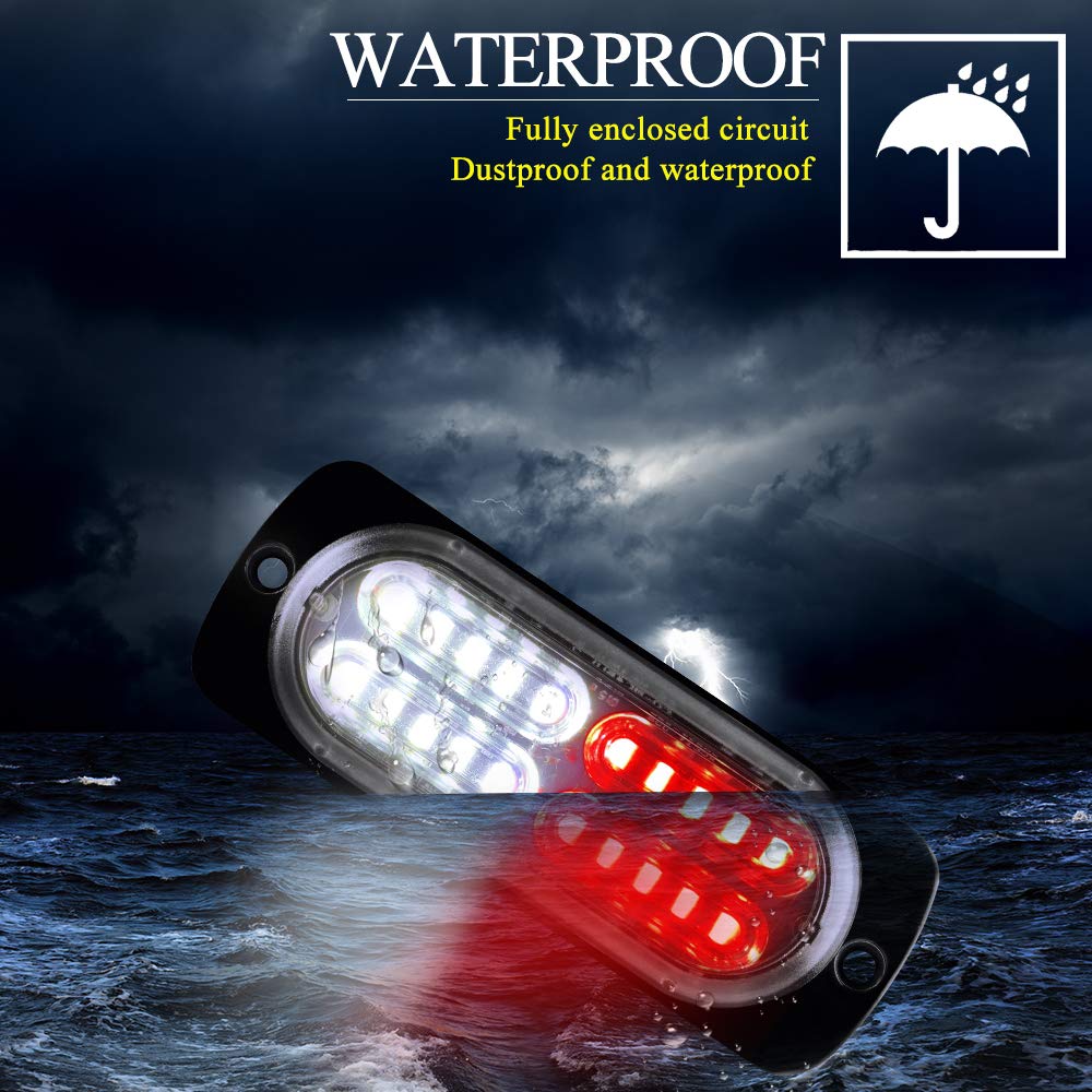4 Luci Stroboscopiche LED Ambra 12-24V - Emergenza Per Auto E Camion