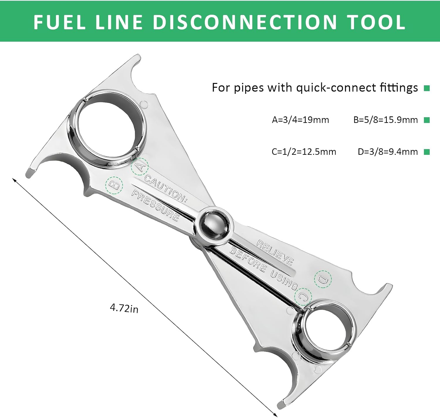 Sun Walker Fuel Line Disconnect Tool, 3/4 5/8 1/2 3/8 Inch Auto Filter Removal Tool Set for Quick Disconnection, Multi-Purpose Metal Scissor Fuel Line Wrench for Most Vehicle Models