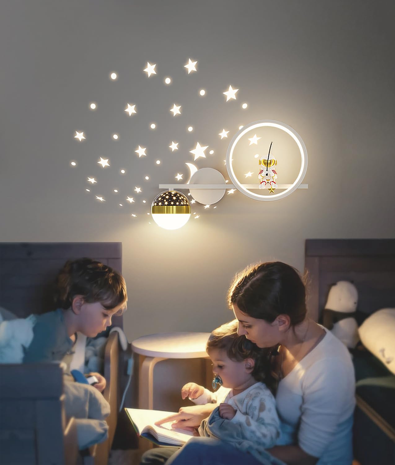 Applique da Parete LED per Bambini Moderna Dimmerabile lampade da comodino Astronauta Spaziale Luce a Muro Interni per Vivaio Stanza Bambin Cameretta camera da letto comodino Soggiorno illuminazione
