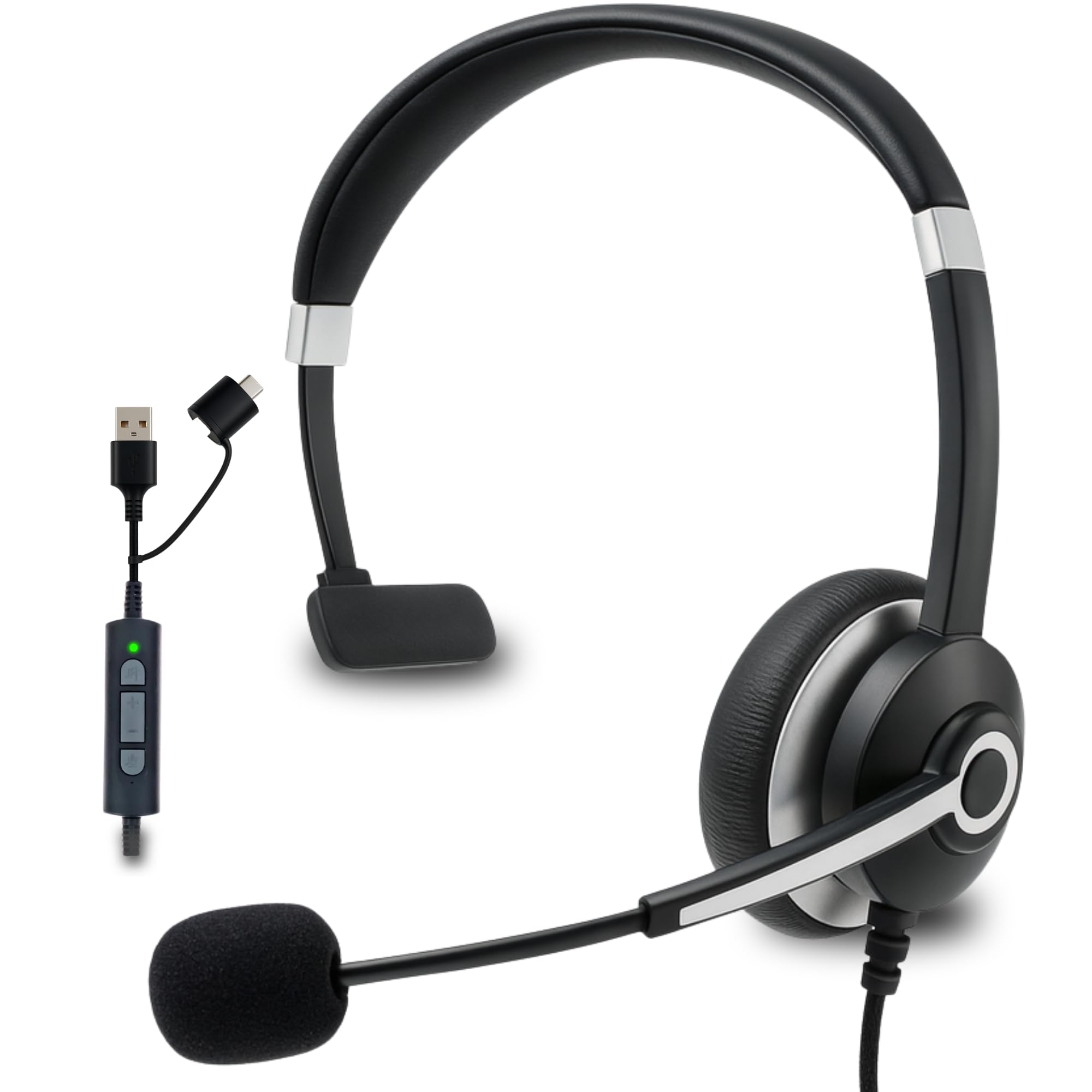 spracht workit! noise cancelling headphones for work, single ear pc headset with mic, usb headsets with microphone for work, comfortable noise cancelling headphones with mic for work, online, office.