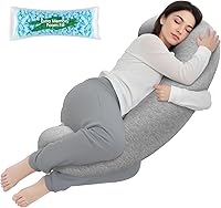 Vista 1 de Almohada corporal, almohada larga, almohada corporal de espuma viscoelástica, almohada lateral en forma de C, almohada lumbar larga, 35 x 10 pulgadas