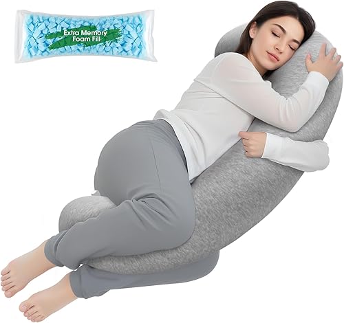 Almohada corporal, almohada larga, almohada corporal de espuma viscoelástica, almohada lateral en forma de C, almohada lumbar larga, 35 x 10