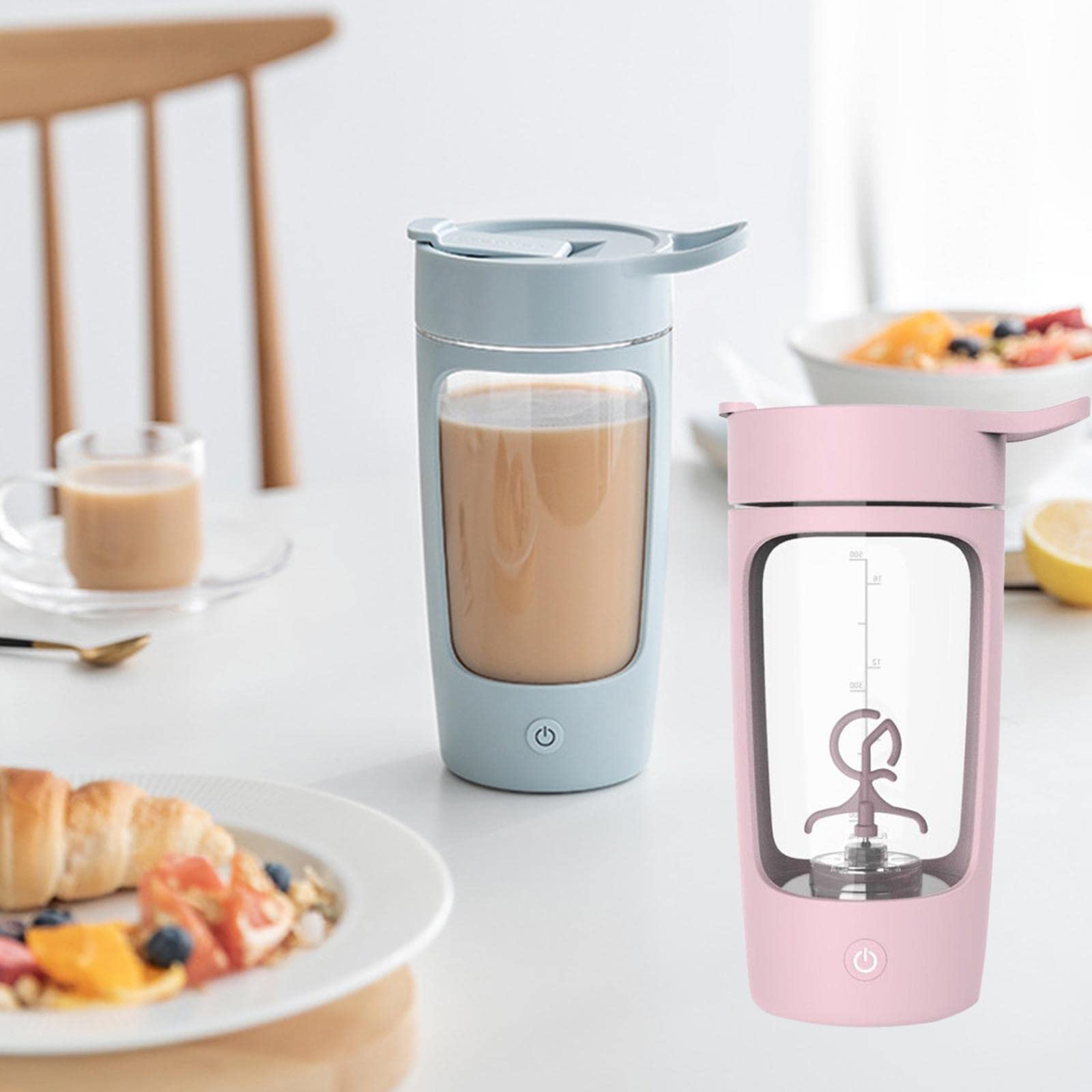 Set di 2 shaker elettrico per proteine, in Tritan, senza BPA, colore rosa