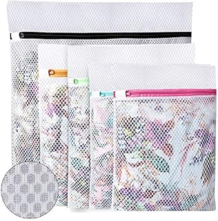 Amazon Brand - Umi Honeycomb Mesh Laundry Bag with Zipper Lock, for Storing or Washing Delicate Blouse, Hosiery, Underwear, Bra and Shoes, Premium Laundry Bags for Travel Storage Organization - 5 Set
