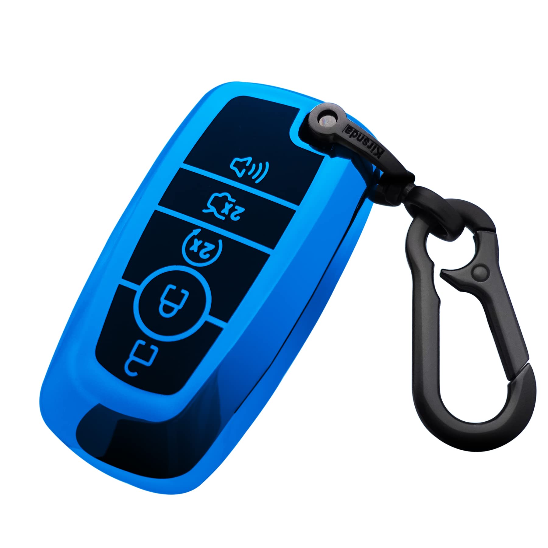 Kirsndafor Ford key fob cover case,with keychain fit Expedition Bronco Mustang Fusion Raptor F250 F350 F450, Blue, Medium