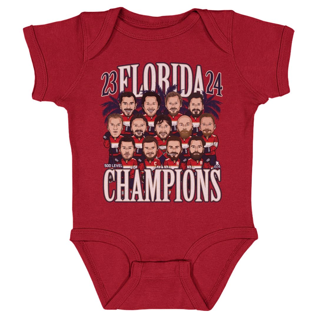 500 LEVEL Florida Panthers 2024 Stanley Cup Champions One-Piece Infant Bodysuit (Red, 6M)