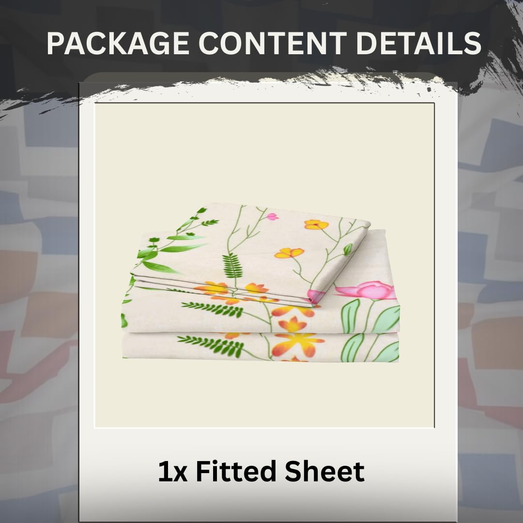 EverSoft Bedding 1PCS Floral Fitted Sheet Small Double Size Extra Deep 35cm Pocket 4ft Soft Breathable Printed Mattress Cover - Image 2