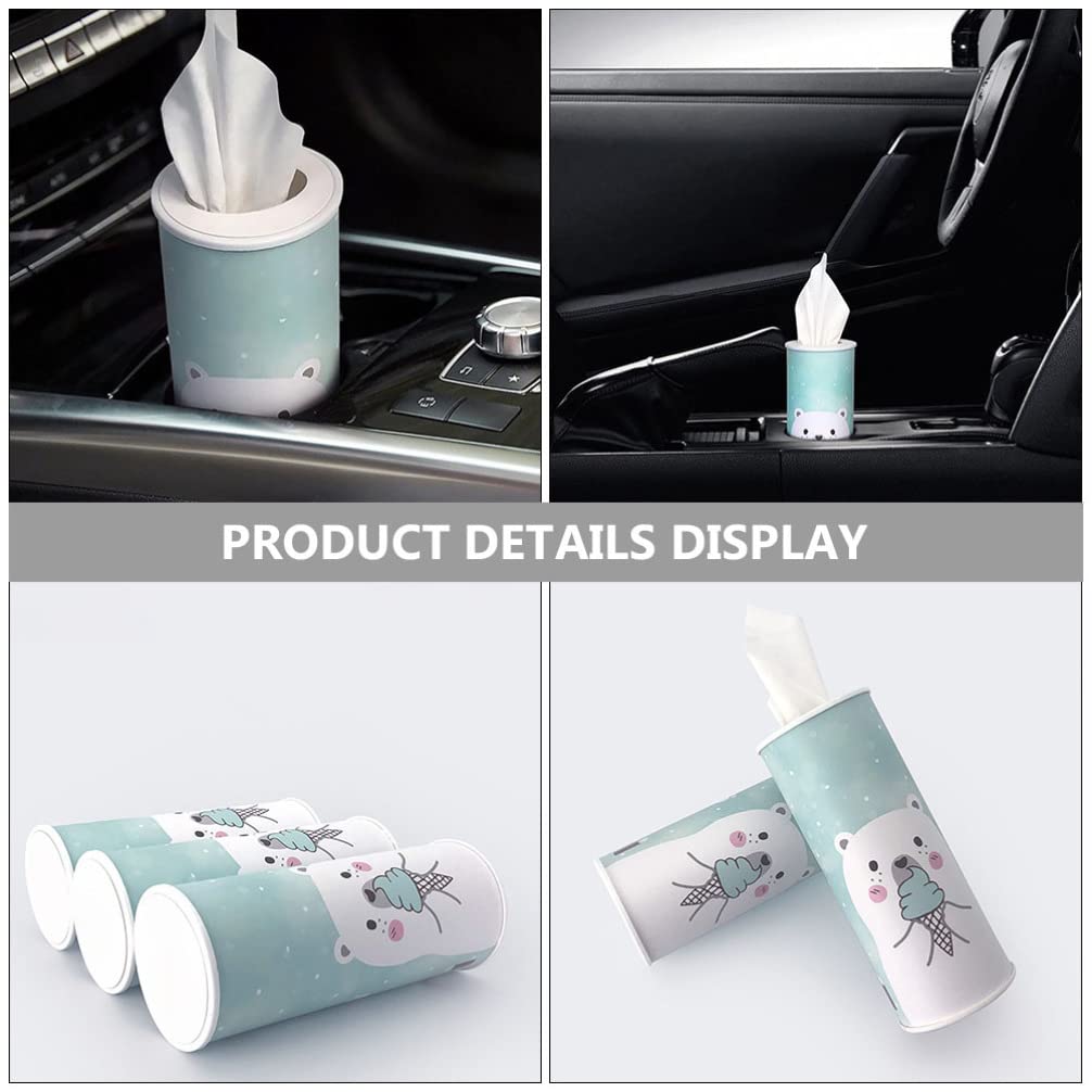 Porte-mouchoirs Cylindrique Pour Voiture - En Pâte De Bois, Design Sobre Et Pratique | Pour Rangement Auto, Bureau, Salle De Bain, Voyages
