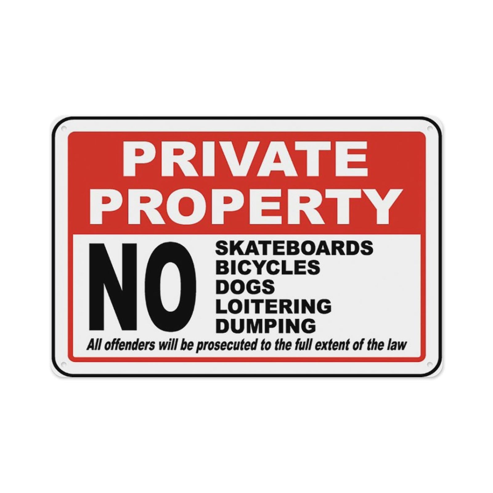 Peiyeety A09 No Skateboarding Bicycles Dogs Sign Aluminum Tin Warning Signs For Home Outdoor Garden 8X12 Inches