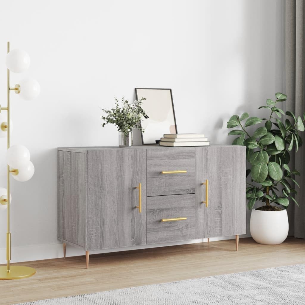 VidaXL Grey Sonoma Sideboard - 91x29.5x75cm Engineered Wood Storage Cabinet For Living Room, Modern Design