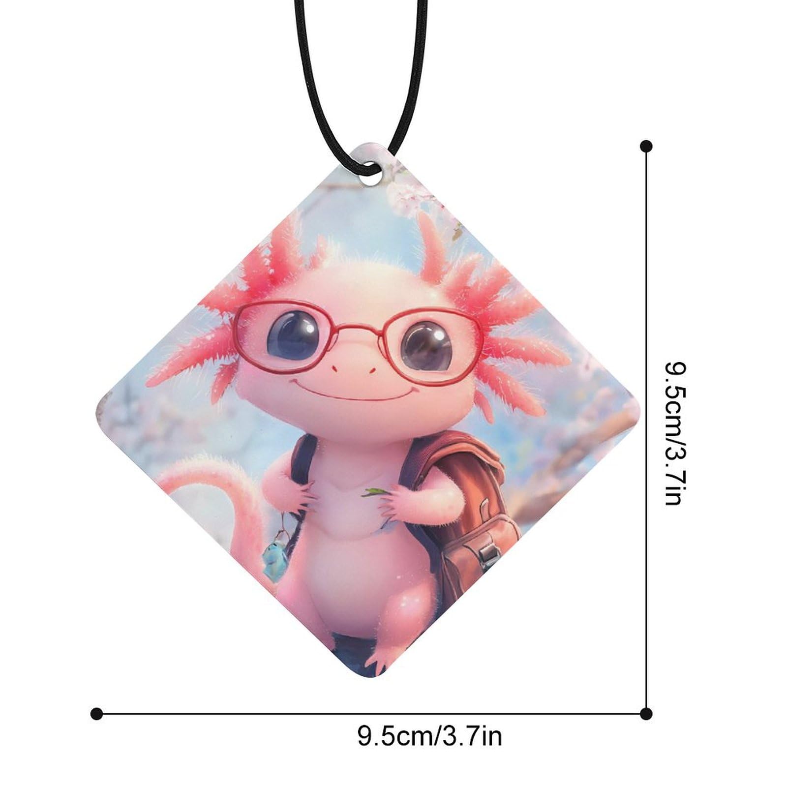 Cute Axolotl Cherry Flower Car Air Freshener Hanging Aromatherapy Tablets for Car Accessories Rhombus