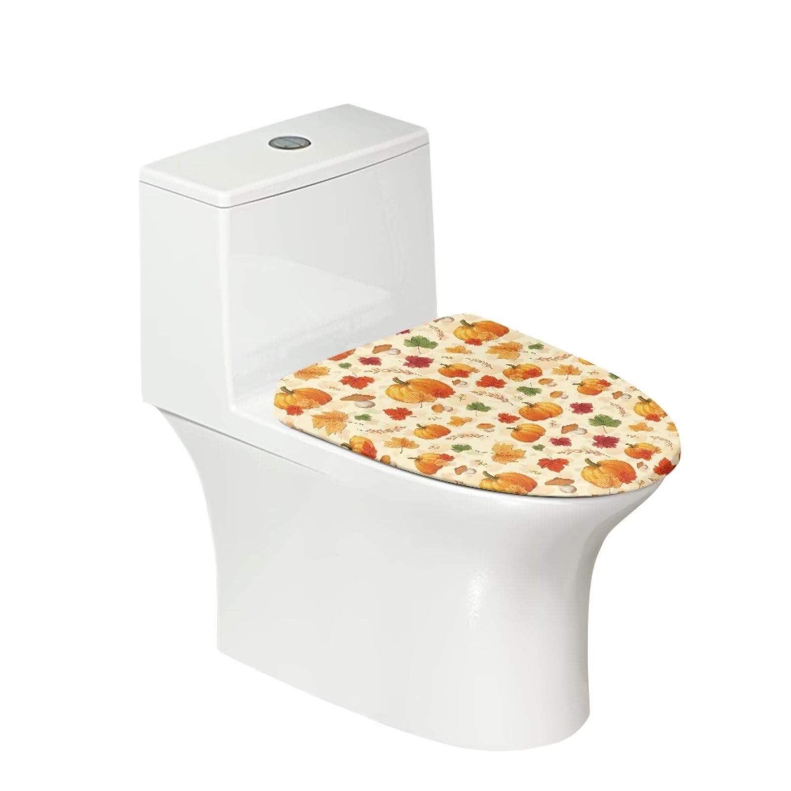 COEQINE Pumpkin Toilet Seat Cover Washable with Elastic Bottom Holder, Toilet Seat Lid Cover for Most Stardand, Fall Decorations For Home