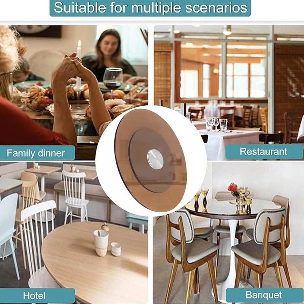 Lazy Susan - Vassoio rotondo da 60 cm, in vetro temperato, girevole, con cuscinetti silenziosi, perfetto per tavolo da pranzo e intrattenimento, elegante e funzionale