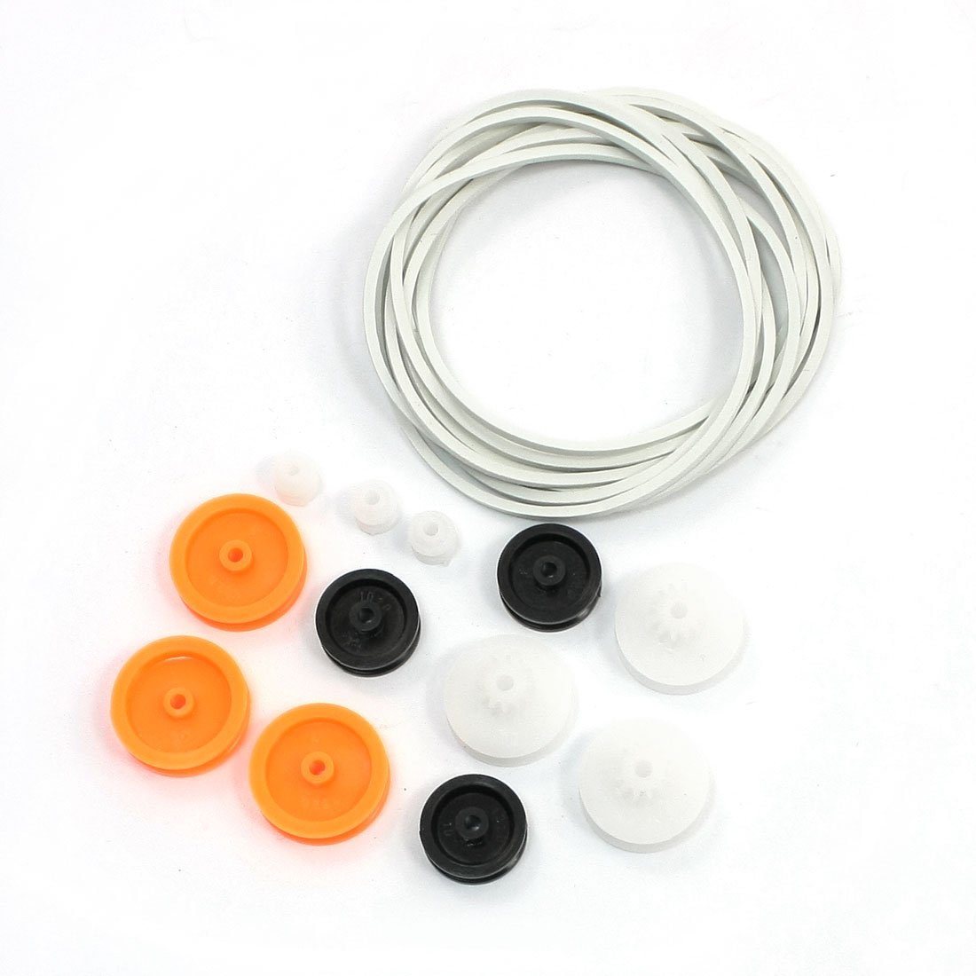 Aexit 12 Pcs Electrical equipment Round Plastic Pulley w 10 Pcs Belt Kit for DIY RC Model