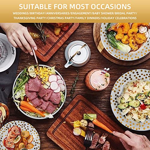 Cenlbj Gold Dots Party Paper Plates, 50 Pcs Disposable Party Supplies Dessert Paper Plates For Birthday Party,Wedding Birdal Christmas Baby Shower (7 Inches) #TOP4