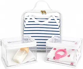 Kit 3 Necessaire Higiene Bebe Porta Fralda Bolsa Maternidade Transparente (Branco)