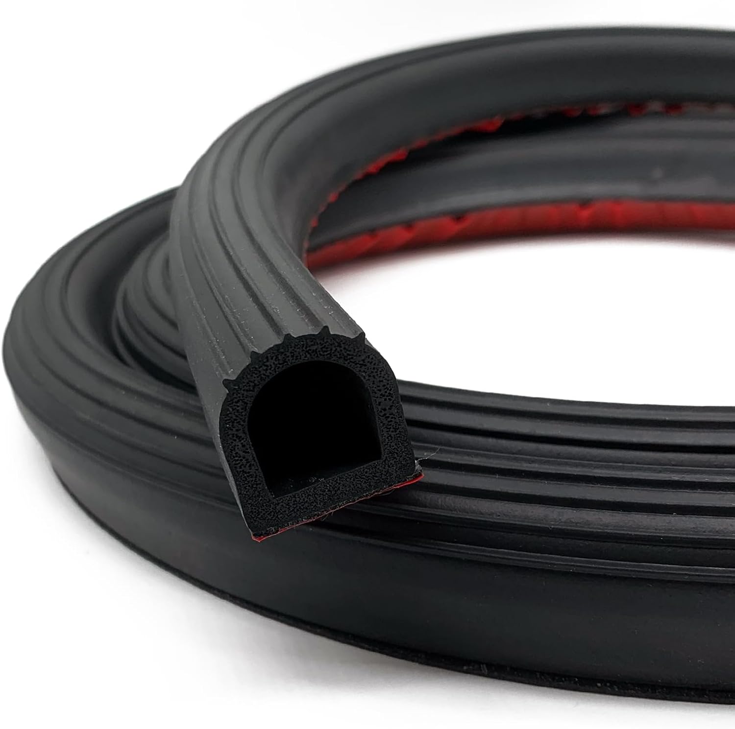 3/4INCH D Shape Rubber Seal Strip (Black, (3/4INCH ; 3/4INCH) 20FT) (3/4INCH ; 3/4INCH) 20FT Black