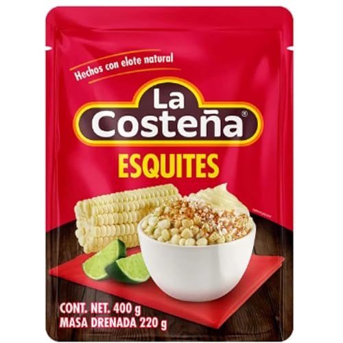 La Costena Esquites La Costeña Pouch 14.11 oz - elaborado con maíz 100% natural y sazonado con el sabor tradicional mexicano. Ideal para compartir