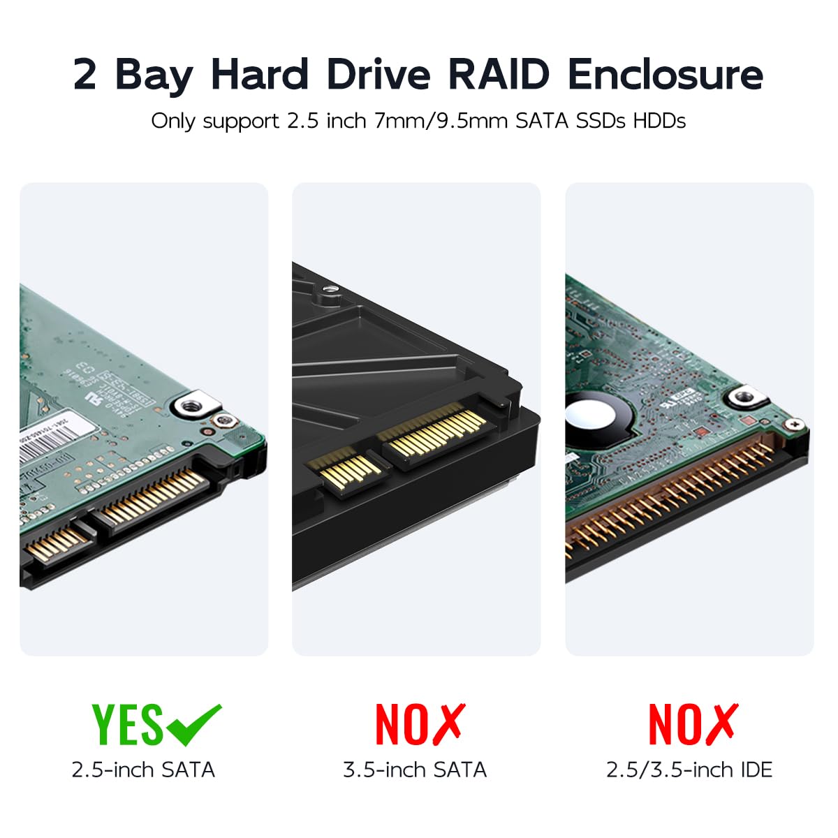 Maiwo K25682 RAID0 2 Pezzi Esterno Armadio Archiviazione SSD HDD - Dettaglio