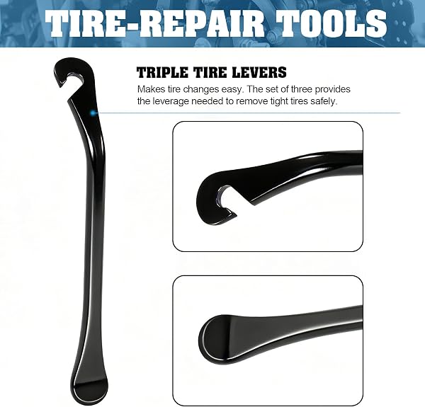 Oumers Clé à Rayons pour Vélo, Kit D'outils pour Rayons de Vélo avec 3 Démonte Pneus, Kit D'outils de Réparation de Vélo 6 pièces - 4