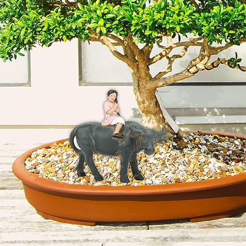 Sculpture de bison avec fille : statue de décoration maison et bureau - 8