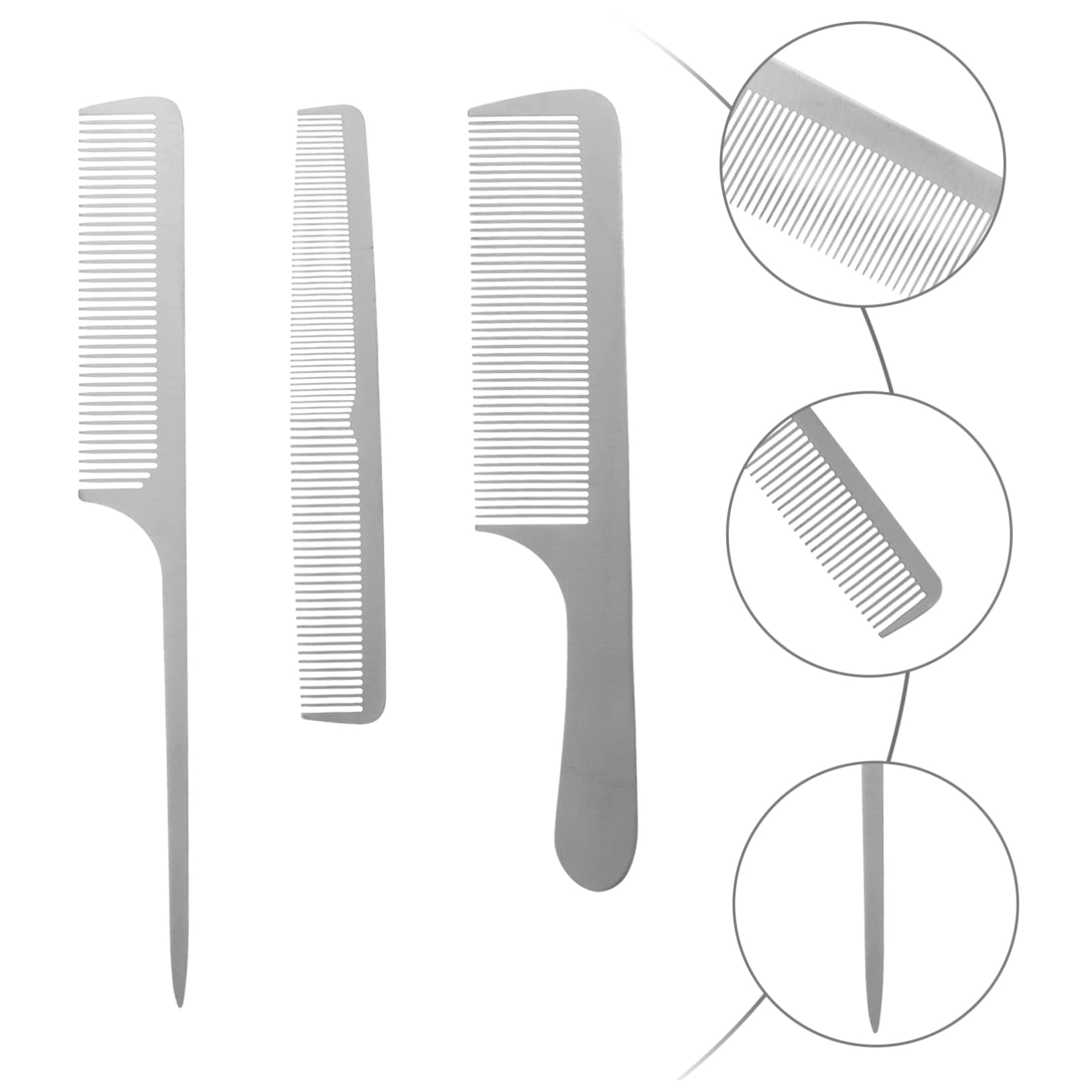 WOONEKY 3stücke Haarkamm Mit Antistatischem Friseurkamm Für Haarschneiden Und Styling Tragbarer Haarkamm Aus Edelstahl Für Männer Und Frauen Geeignet Für Friseursalons Und Kosmetik-sets