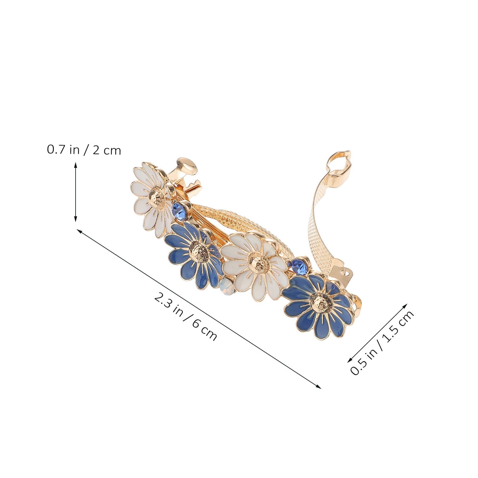 minkissy Blue Flower Hair Barrette Metal Spring Clip 2.4 Inch Vintage Daisy Hair Clip for Women Girls Delicate Navy Blue Accessory for Styling - Image 2