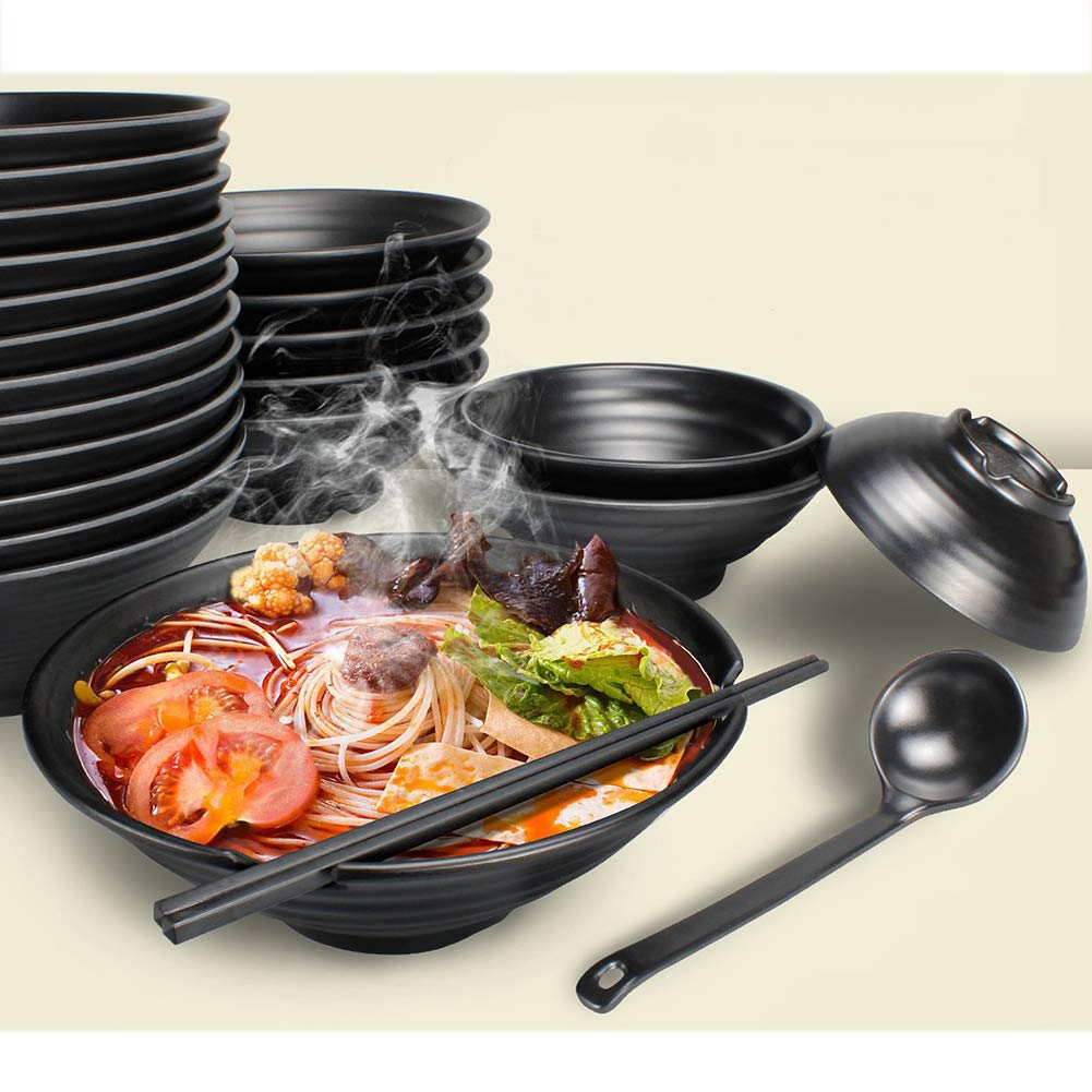 Lot De 4 Bols à Ramen En Mélamine, Baguettes, Cuillères Et