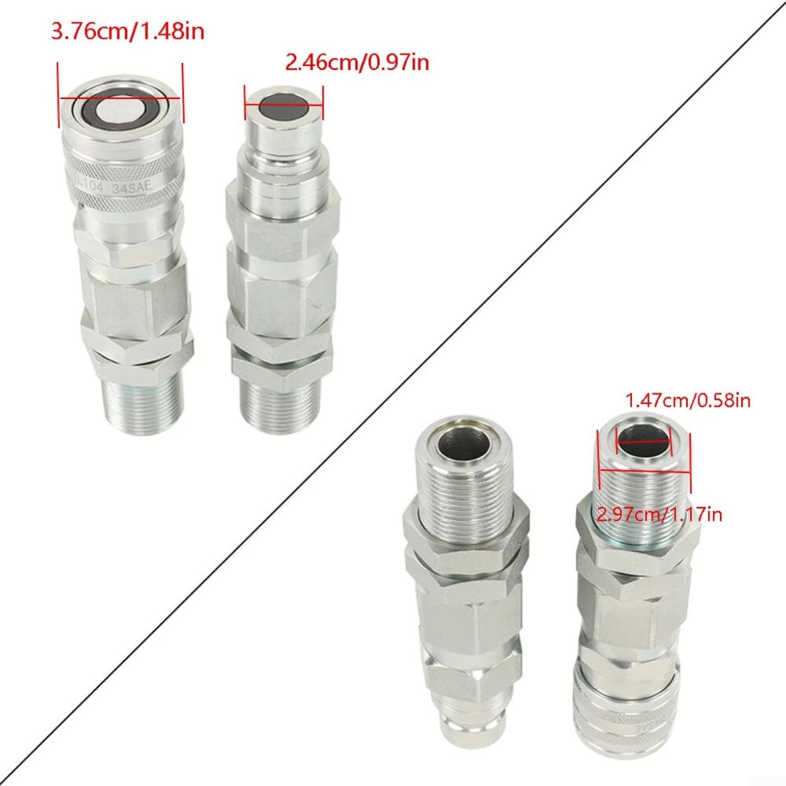 KiraKira Męski żeński do płaskiego szybkozłączki 328D 332 333D 50G 60D Skid Steer, do Heavy Duty Adapter Part KV13884 AT312877