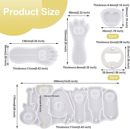 Miniatura 2 de Boutigem Abridor de botellas de cerveza de 4 estilos, molde de silicona para llavero de barman, lata de soda, molde para abridor de botellas de