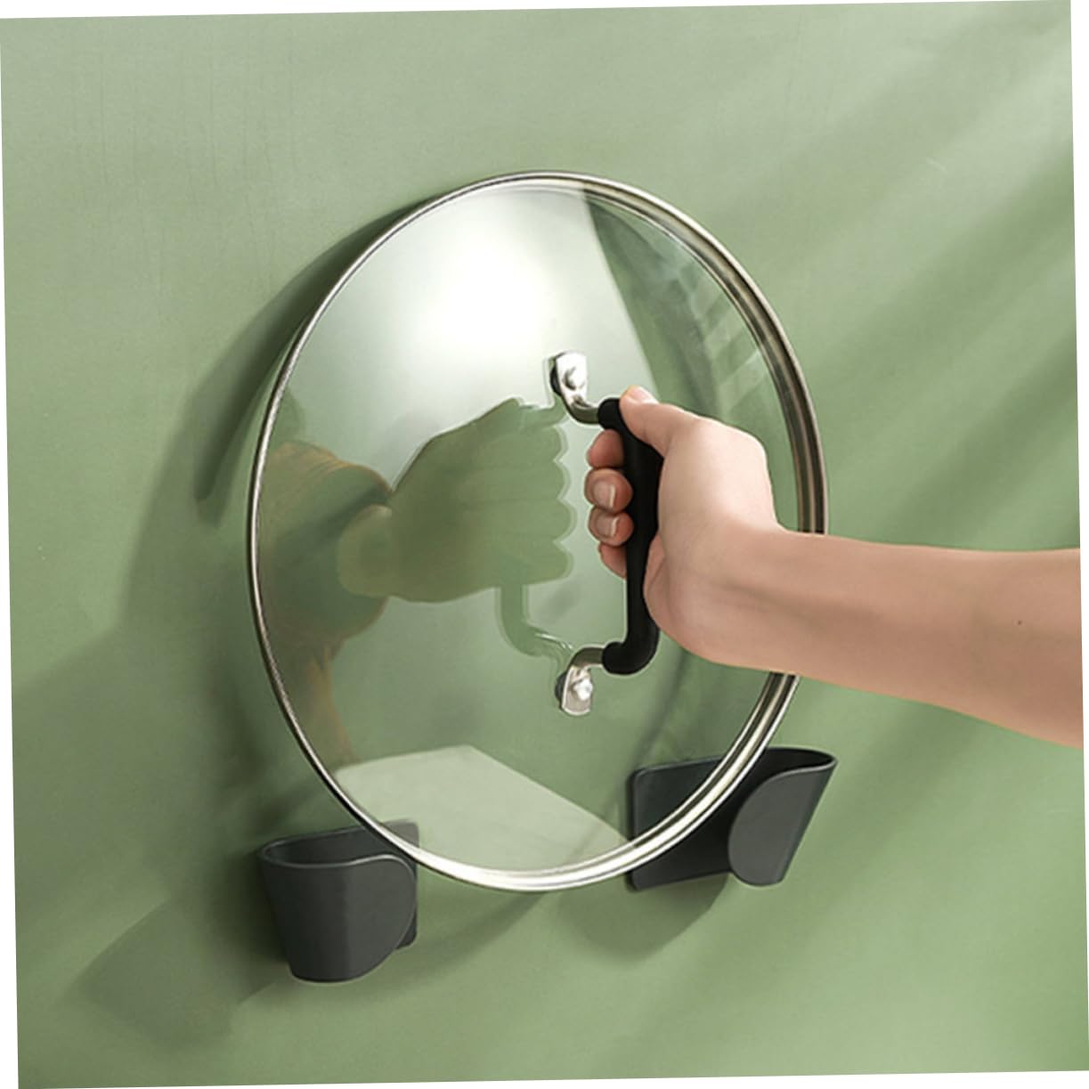 OUNONA 6 Pairs Wall Mounted Pot Lid Holder Organizer Plastic Storage Rack for Kitchen Utensils for Keeping Countertops Clean and Organized Multi Functional Design for Lids Cutting