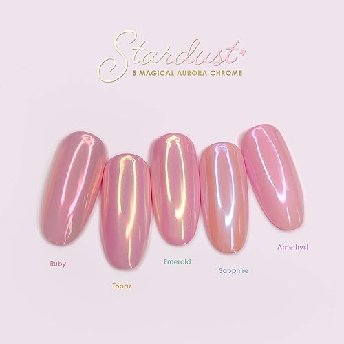 Miniatura 3 de Daily Charme Polvo cromado Stardust (zafiro) 0.04 oz, polvo cromado iridiscente, efecto holográfico, pigmento de polvo cromado vibrante para uñas,