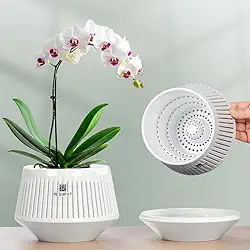 Vasos de orquídea de 12,7 cm com furos para repotting, conjunto de 1, vasos decorativos de violeta africana com poda de ar e boa circulação de ar, plantador de orquídeas brancas de plástico