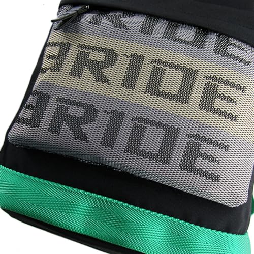 W-POWER JDM Bride Recaro Racing Laptop Travel Backpack Brown Bottom with Adjustable Harness Straps (Bride G - Green TAK Strap)3