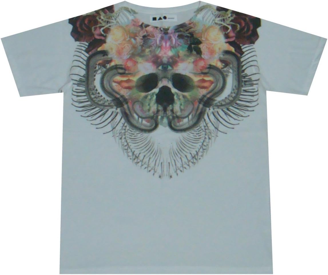 SINTHESIS T-Shirt skull dj space rave party floral rose vintage / SIN83 sz L
