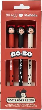 Mr. Wonderful - Set of 3 Bo-Bo erasable pens - Mafalda - Black, blue, red ink