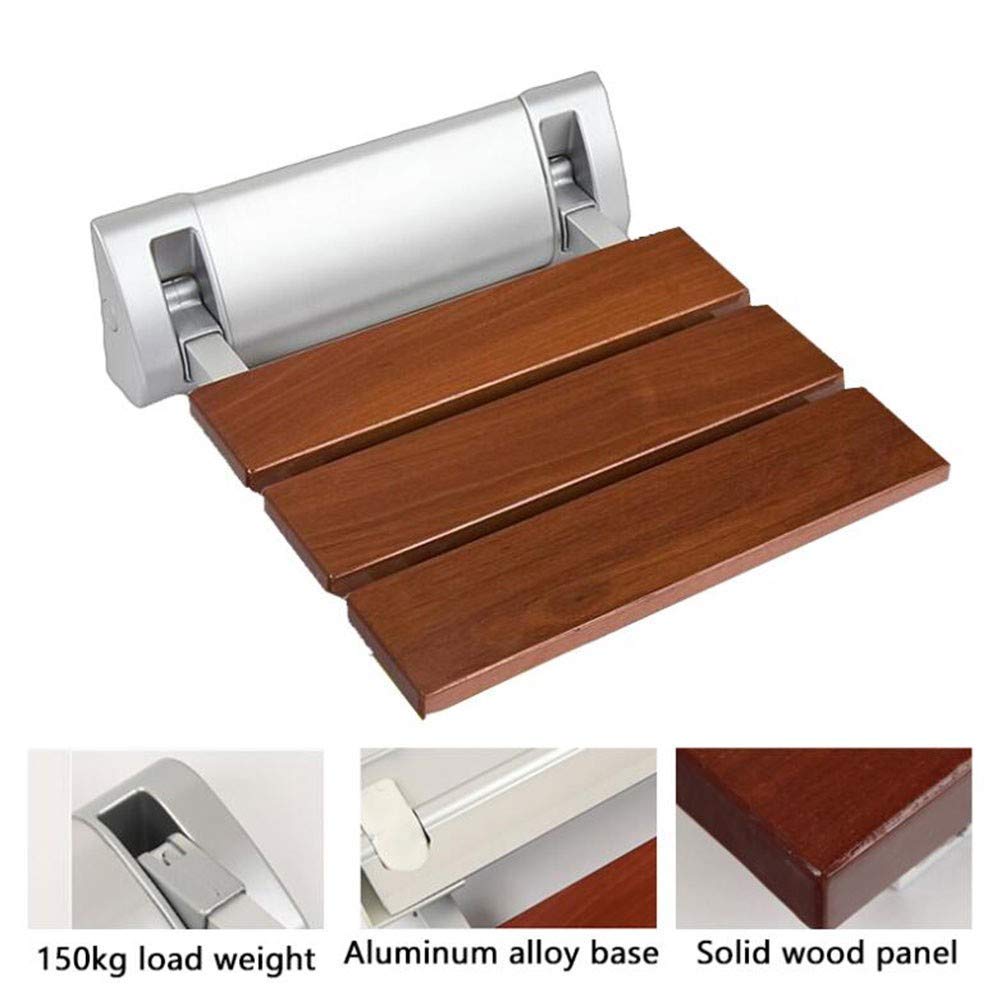 Generic Asiento de ducha plegable de madera montado en la pared, taburete de baño plegable para personas mayores y discapacitados, soporta 330 libras, silla de ducha plegable