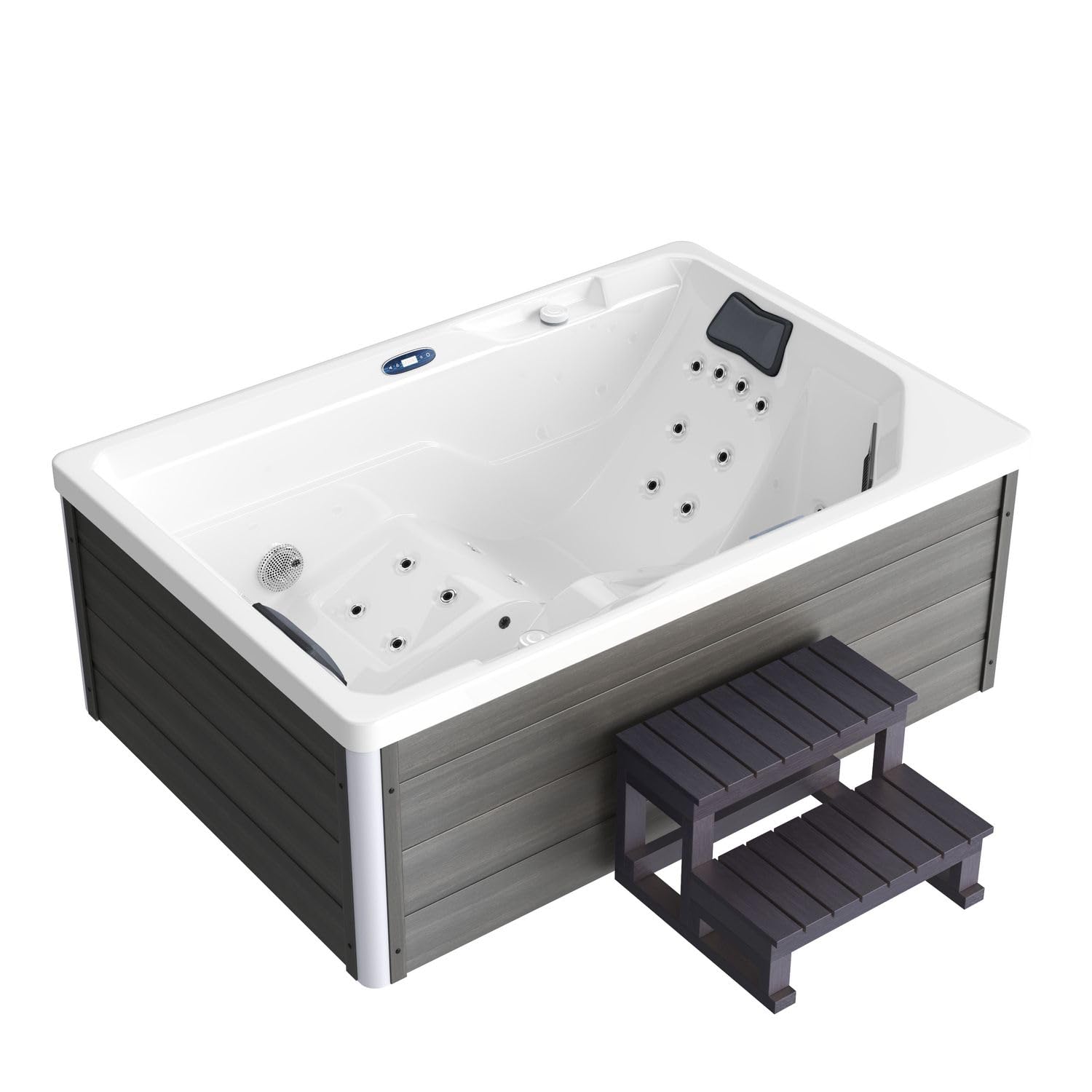 Tronitechnik® Outdoor Whirlpool Spa GALERA außen Badewanne weiß 190cm x 130cm mit Heizung, Hydromassage und Farblichtherapie