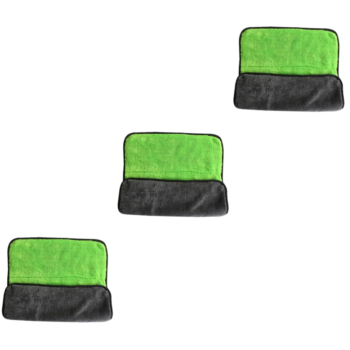 ULTECHNOVO 3pezzi Panno Microfibra Per Pulizia Auto Asciugatura Rapida e Assorbente Doppia Faccia Verde Per Auto Barche e Domestico Senza Graffi e Sicuro Per Superfici Delicate