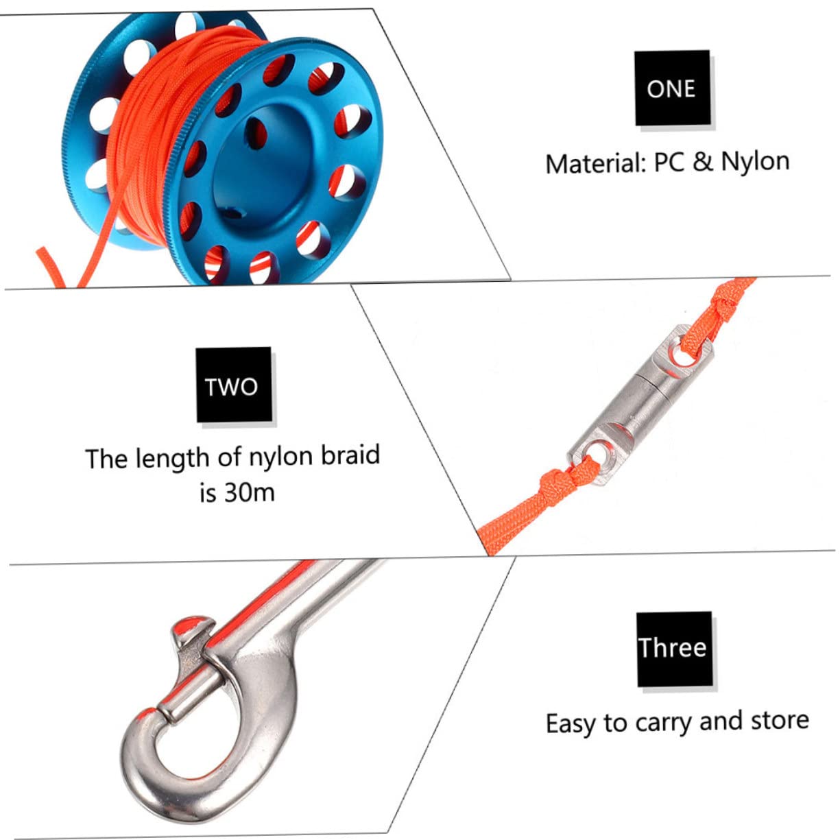 Yardwe 3sets Snorkeling Finger Reel Snap Clip Diving Line Spool Accessory Design for Underwater Adventures and Easy Use