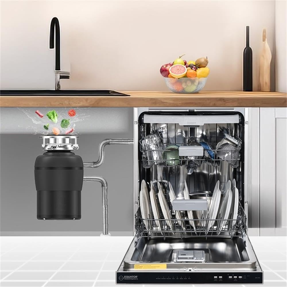Pemberly Row 24" Dishwasher, 15 Place Setting Capacity, 3/4 HP Garbage Disposer, Stainless Steel Finish, Quiet 51 dB, 8 Wash Options, Efficient Grinding System, Durable Kitchen Appliance Combo
