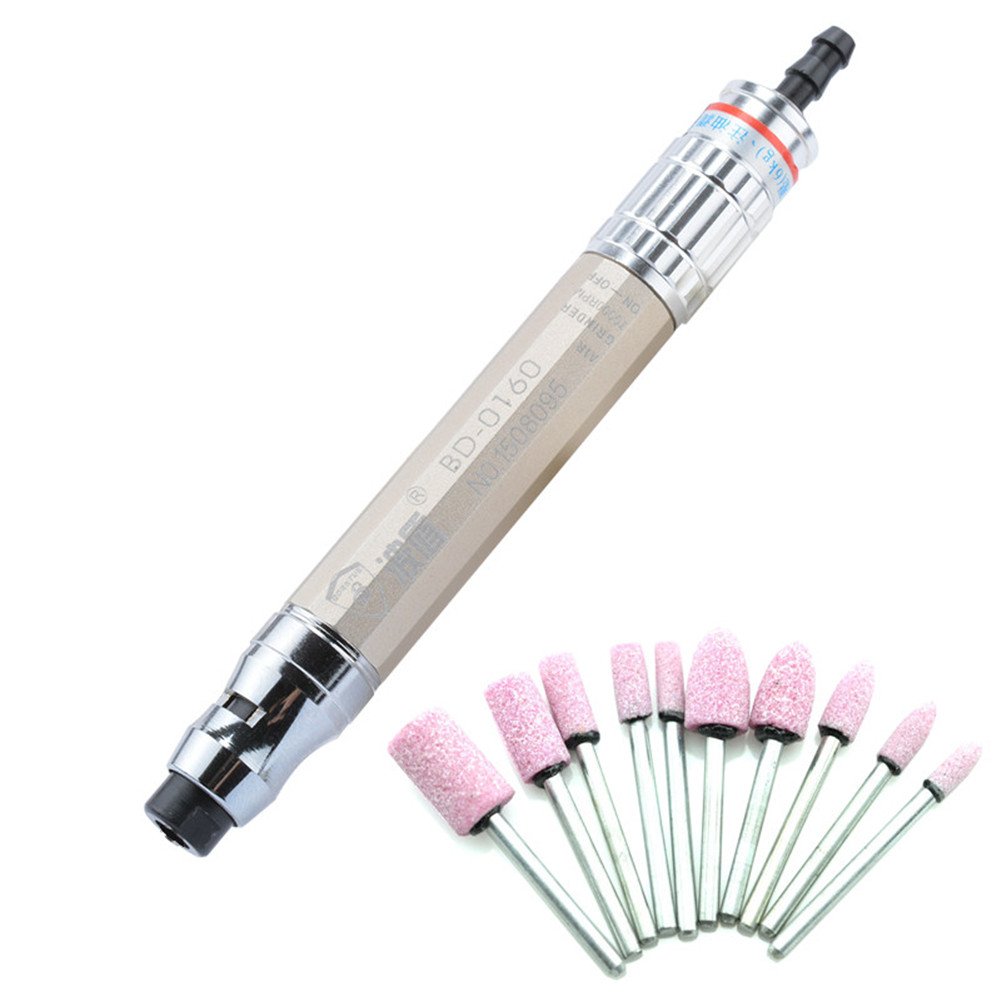 Air Micro Grinder Kit Pneumatic Mini Pencil Style Die Grinder Polishing Tool Engraver Professional Tool 70,000RPM Champagne Gold