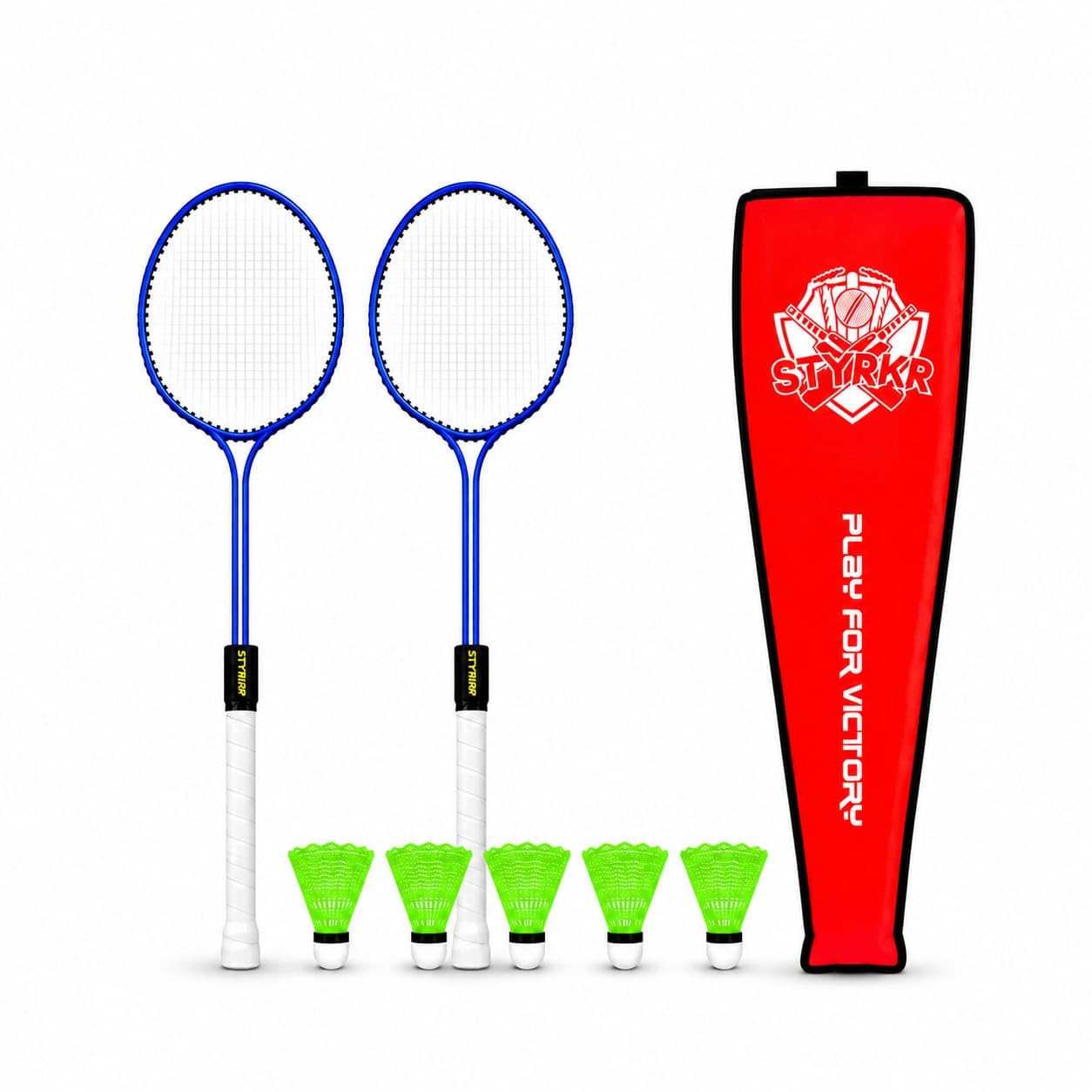 STYRKR Badminton Racket Set with 5 Shuttlecocks and Carry Bag | 2 Rackets Included, Nylon Shuttlecocks, Carrying Bag, Blue Rackets, Outdoor & Indoor Play-picture-16