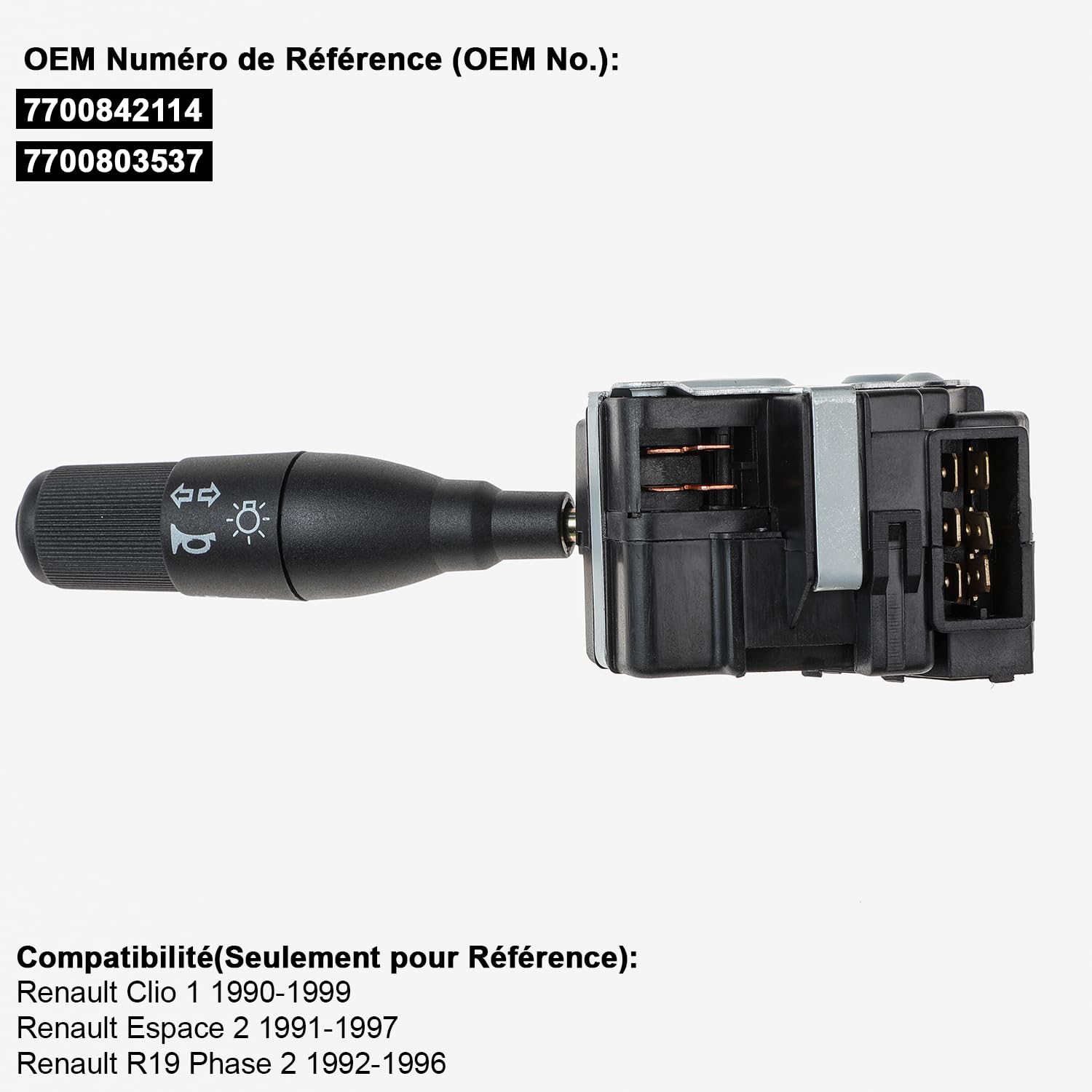 YAOPEI Commodo pour Renault Clio 1 Espace 2 R19 phase 2 1990-1999 Interrupteur de Colonne de Direction 7700803537 7700842114
