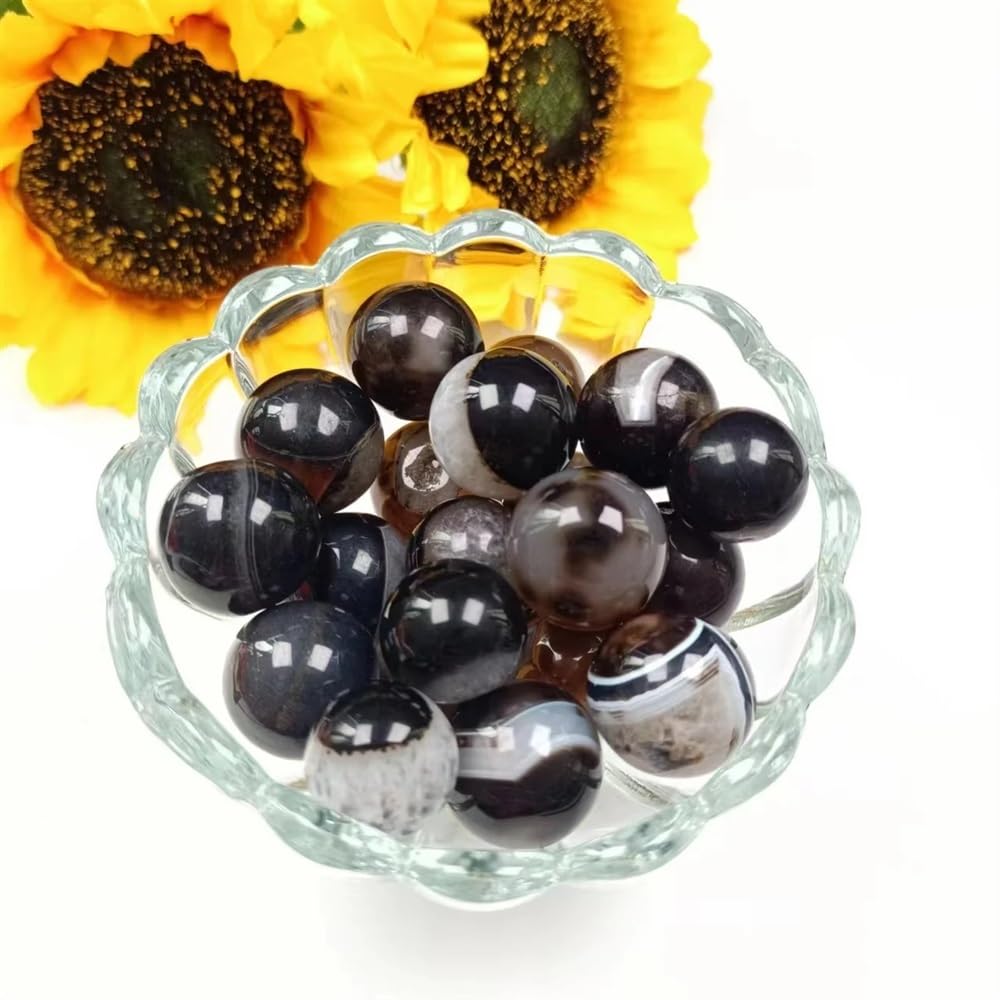 AUOQKQUT Beautiful Black lace Agate Ball Crystal Quartz Home Office Decoration Gift (Color : 100g)