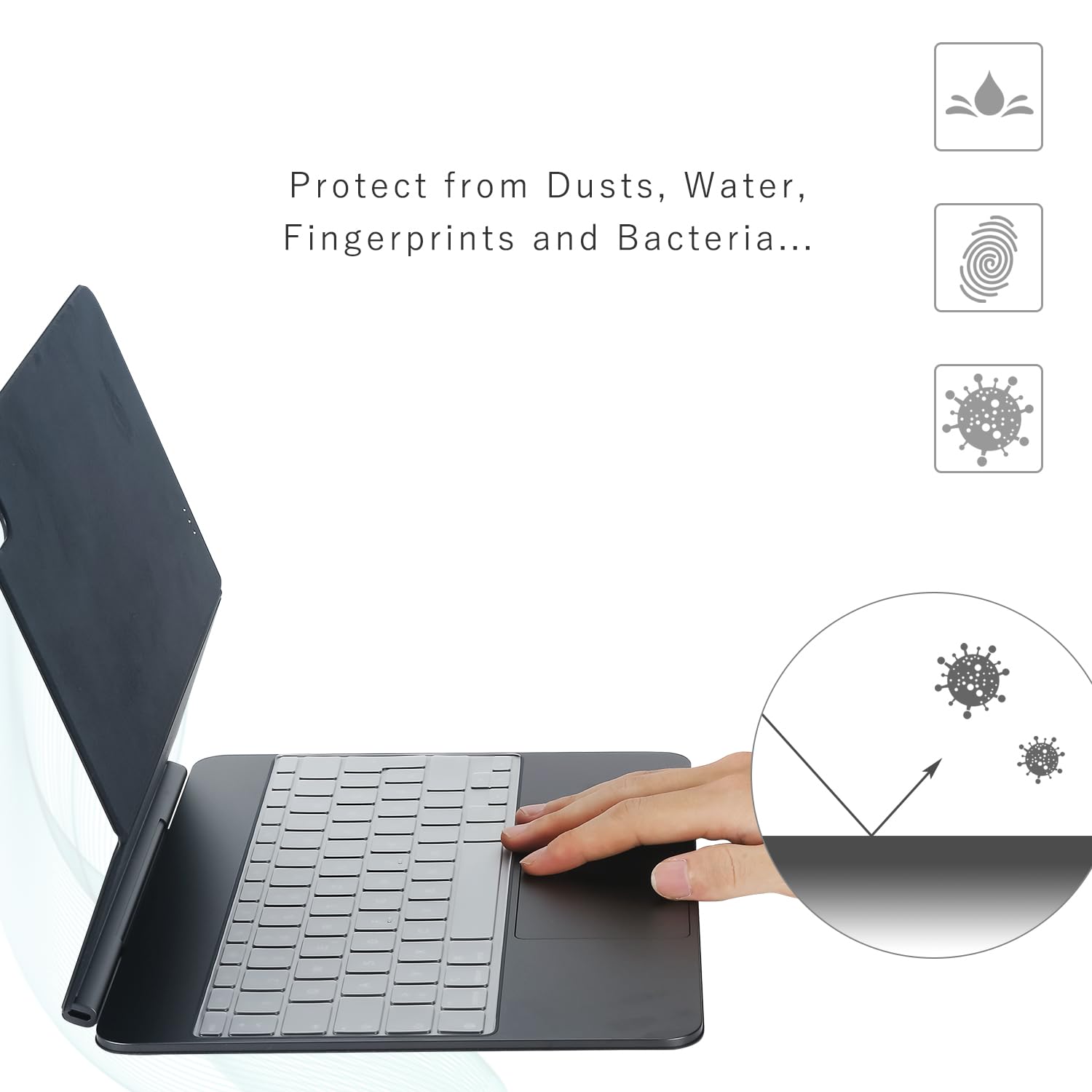 Film Protecteur de Clavier Compatible avec Magic Keyboard pour iPad Air 13 Pouces (M4/M3) / Magic Keyboard pour iPad Pro 13 Pouces (M5/M4), TPU Transparent, Français/Européen