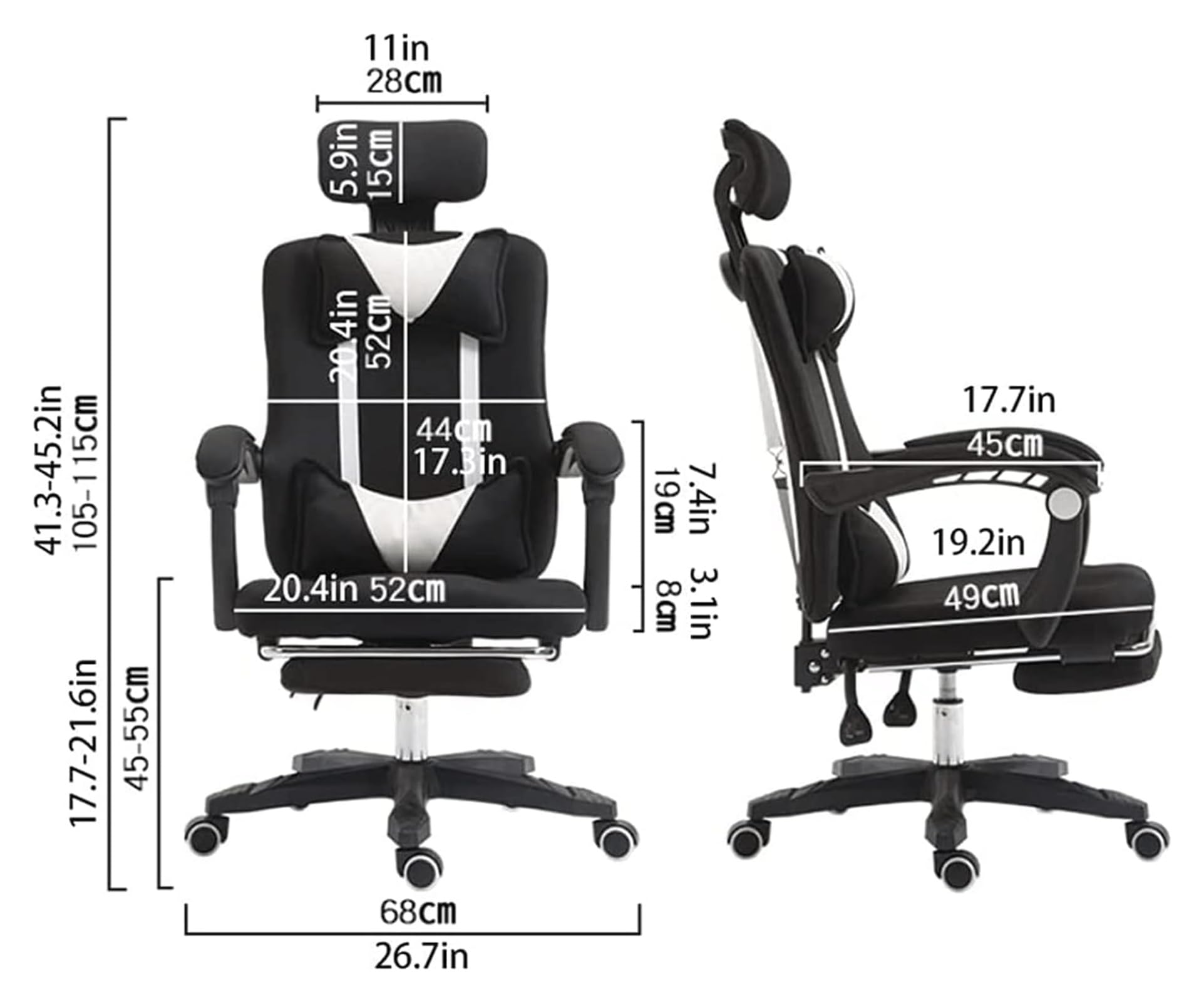 Krzesło komputerowe Krzesło biurowe Ergonomiczne krzesło biurowe Wygodne podparcie lędźwiowe Krzesło komputerowe Obrotowe krzesła menedżerskie Pokój gier(Blue,With footrest)
